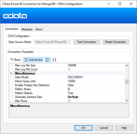 CData Power BI DSN configuration