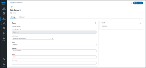 Configure the destination connection