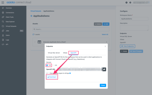 connectcloud-appstudio2spreadsheet