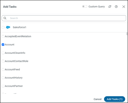 Add tasks (tables to replicate)