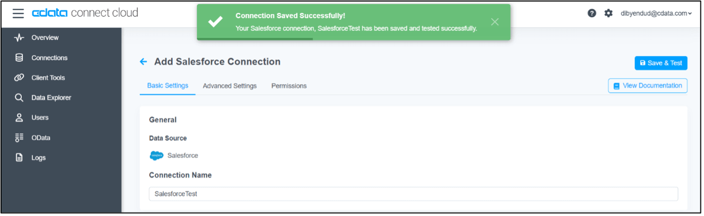 Add a new data source connection from the Connections page in CData Connect Cloud
