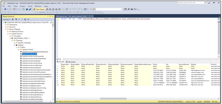 Query remote data from SQL Server Management Studio