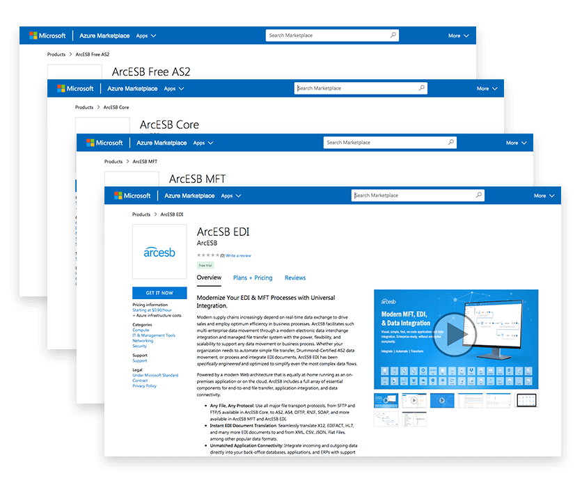 Stack of Azure screenshots