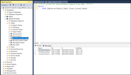 Inner join in SQL Server